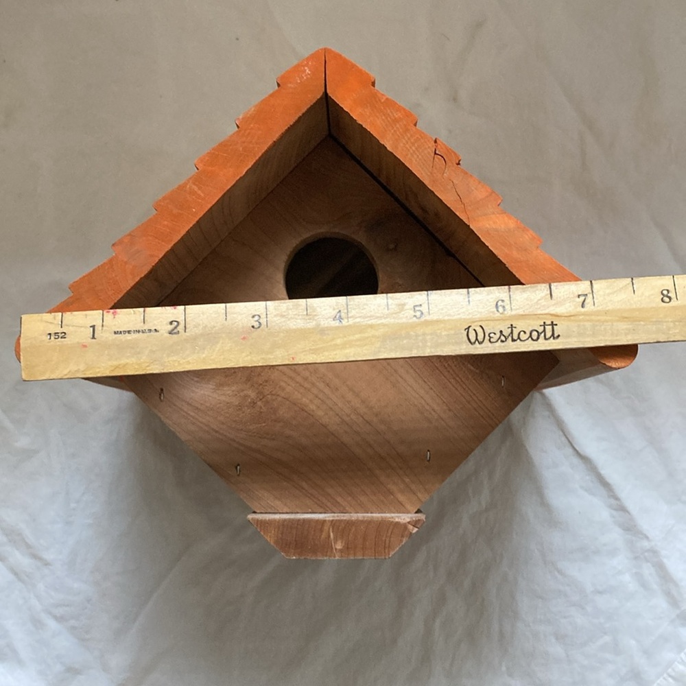 Wooden Birdhouse Orange and Cedar Wood House is NWOT Never Been Used and so Cute - Picture 10 of 12
